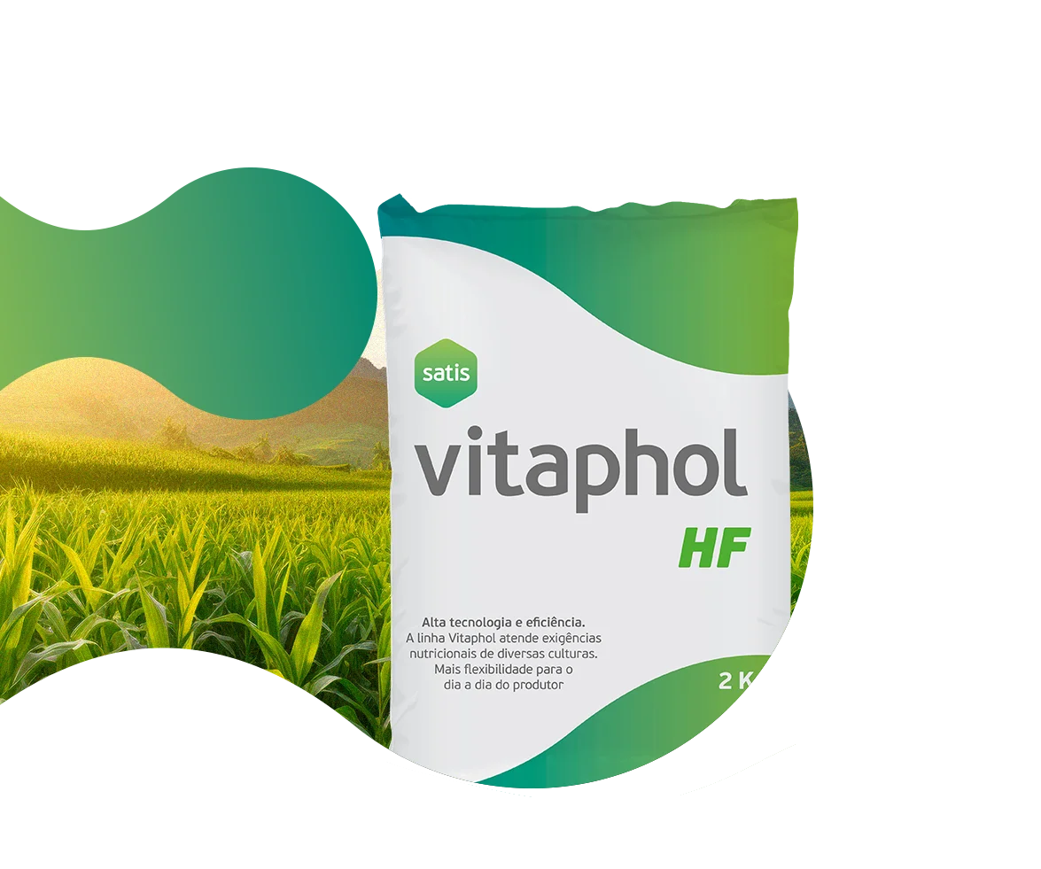 Vitaphol HF em embalagem com fórmula para hortaliças folhosas da Satis