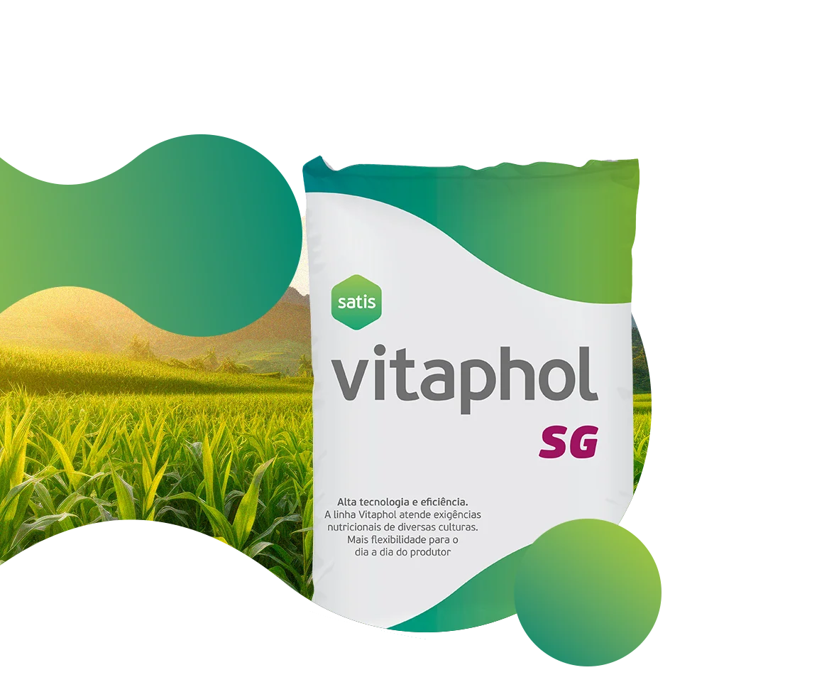 Vitaphol SG em pacote para nutrir hortaliças na lavoura